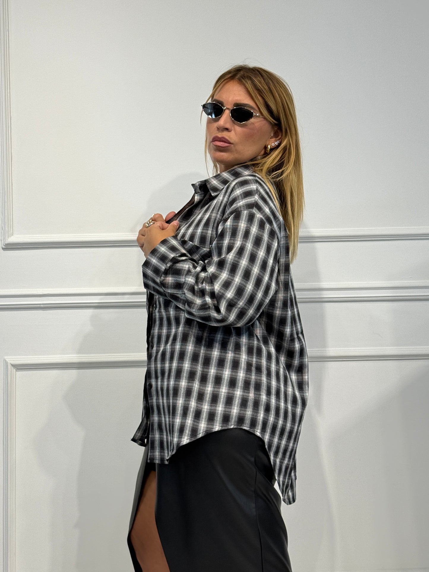 Camicia check nera