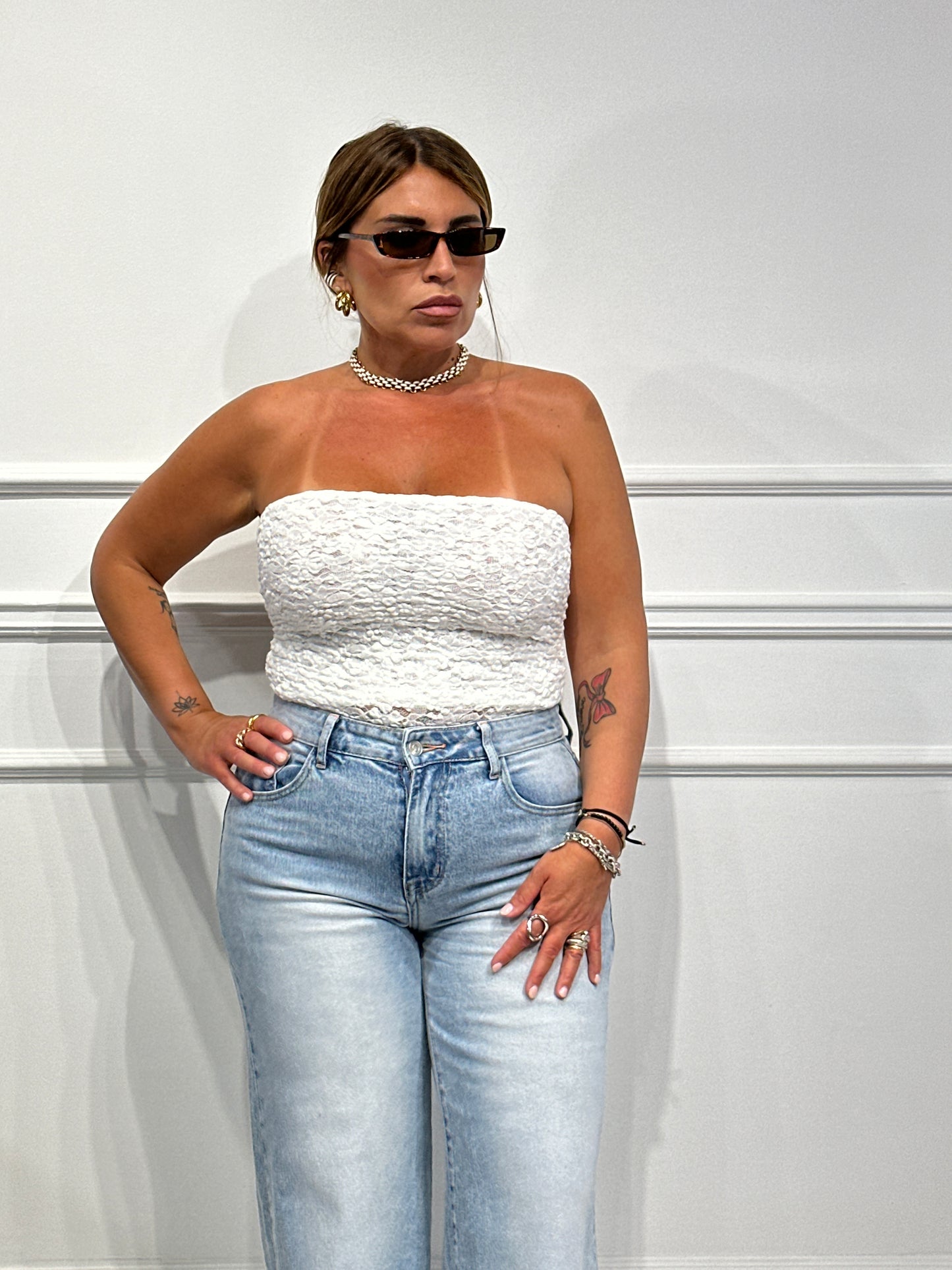 Body merletto a fascia