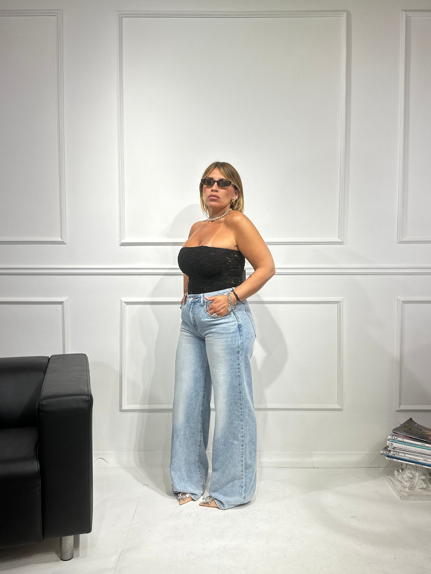 Body merletto a fascia