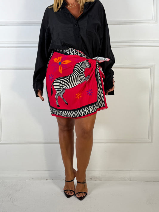 Minigonna Pareo Zebra Rosso