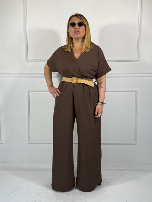 Jumpsuit Positano CURVY  Marrone
