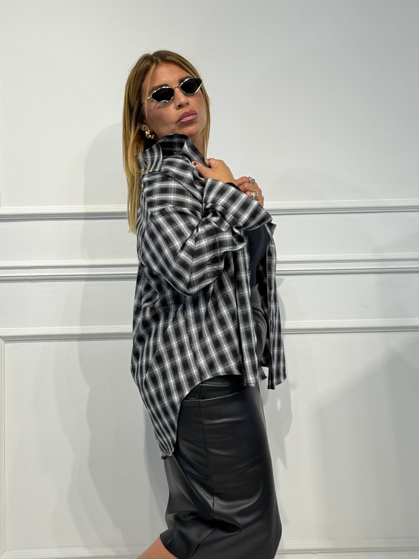 Camicia check nera