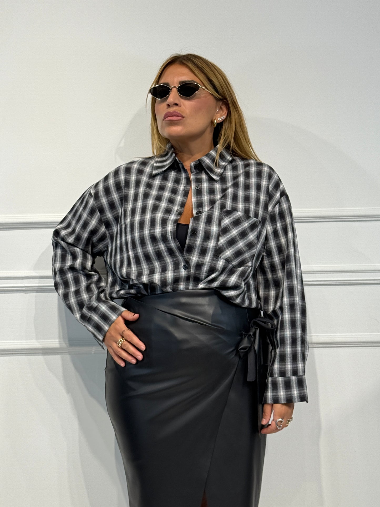 Camicia check nera