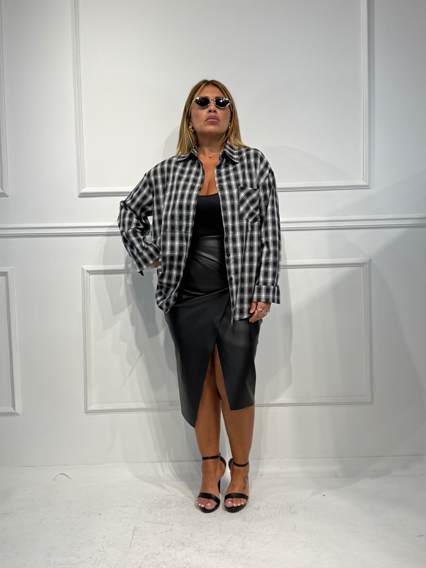 Camicia check nera