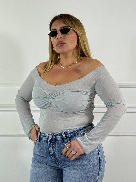Maglia Scollo Barca Grigio