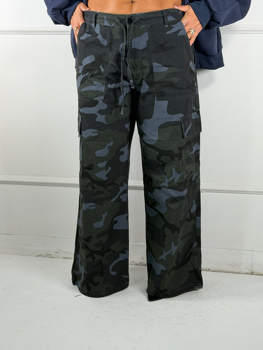 Pantalone Mimetico Cargo Blu