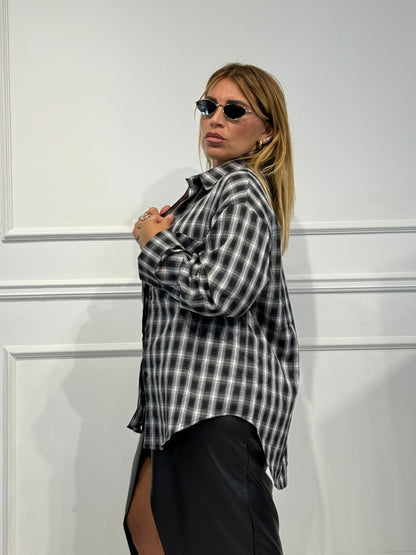 Camicia check nera
