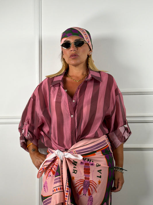 Camicia Riga Rosa Bordeaux Curvy