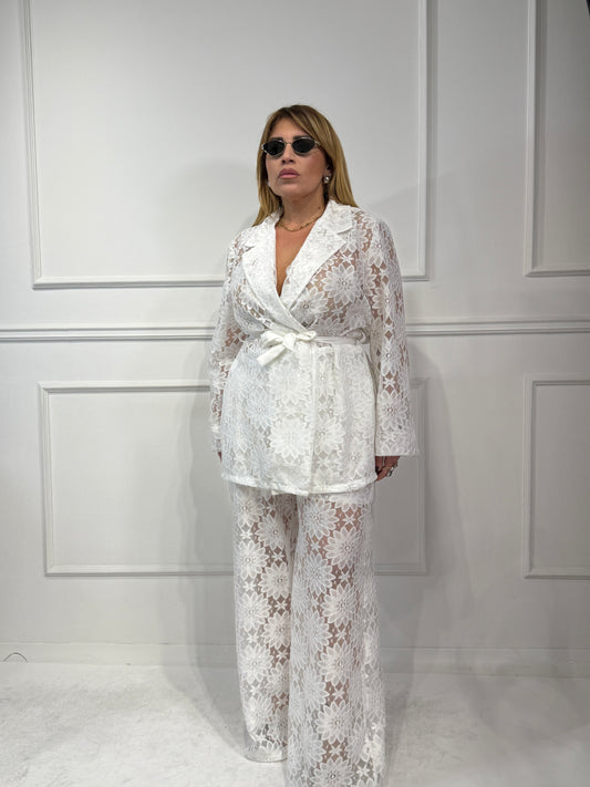 Tailleur Curvy Pizzo Bianco