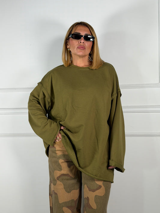 Felpa Over Urban Verde Militare