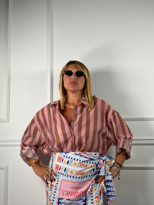 Camicia Riga Rosa Nocciola Curvy