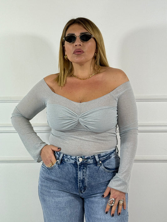 Maglia Scollo Barca Grigio