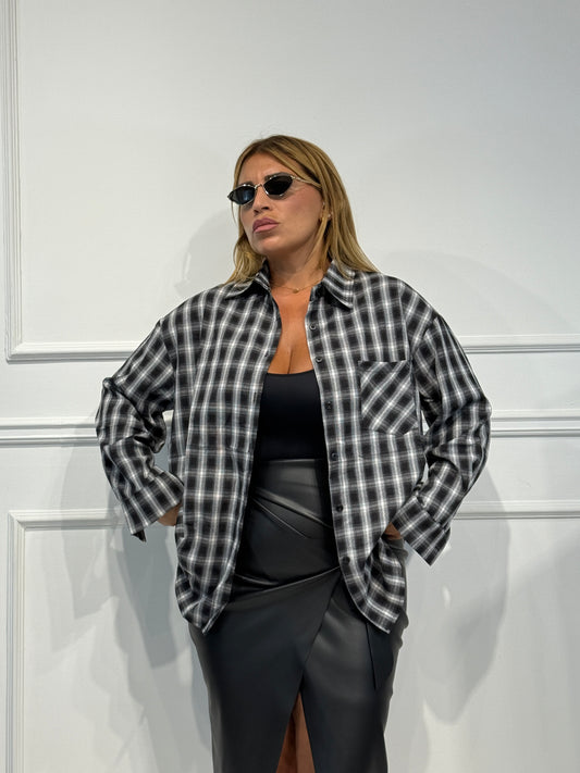 Camicia check nera