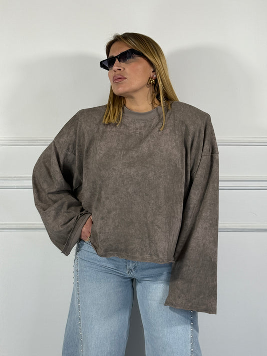 T-shirt Barrock Marmorizzata Fango