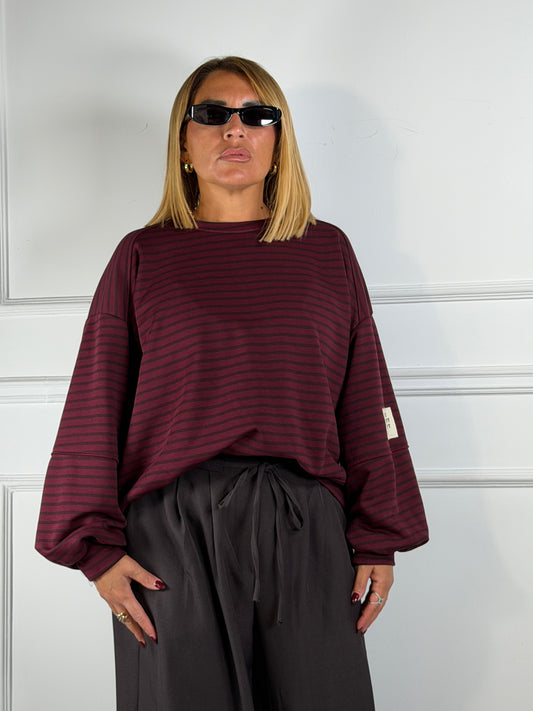 Felpa Righe Bordeaux Curvy
