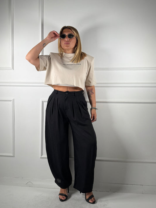Pantalone Misto Lino Nero