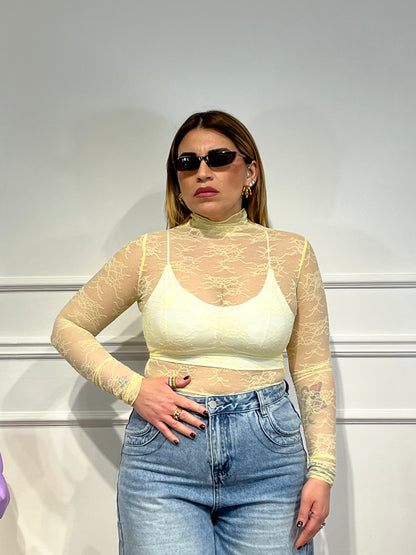 Maglia Macramè Gialla